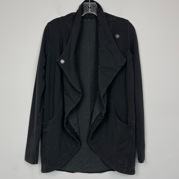 Lululemon Rulu Rally Wrap Black 6 Jacket Cardigan Sweater Snap Button Closure - Picture 8 of 16